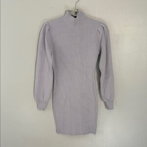 Cream Long Sleeve Ribbed Sweater Dress